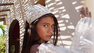 Petite Asian teen Hannah Le gets naked on a relaxing ranch for Playboy