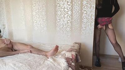 My Step Sister caught me jerking off and helped me cum