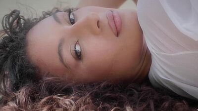 Cute curly Latina shows her perfect body and enjoyed passion posing action