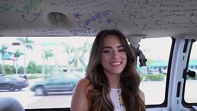 Slutty teen sucks big dick before banging in van