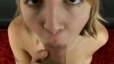 Casting Couch with natural tits Blowjob closeup