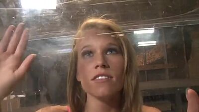 Bukkake gangbang teen gets her pussy rammed