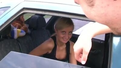 Car sex with young horny girl