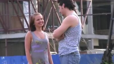 Pretty teen has sex on the roof