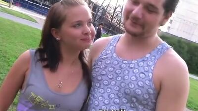 Pretty teen has sex on the roof