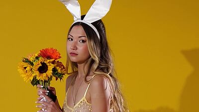 Asian teen girl Kelly Lu exposes hot body with pierced nipples for Playboy