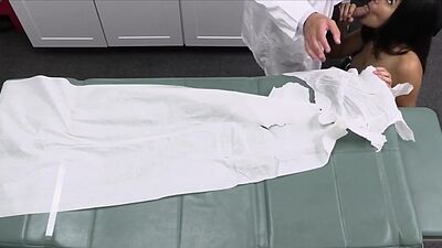 Pierced patient slowly penetrated from behind