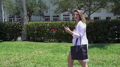 Delectable teen Britt James picked up and fucked hard