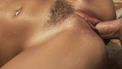 Sexy hairy slut fucked by big white dick in missionary