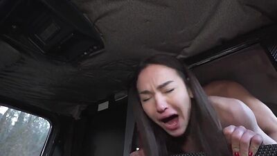 Sexy car slut enjoys sucking huge dick after licking ass