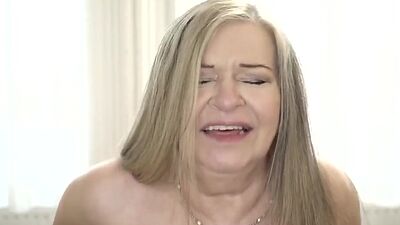 Busty granny with big natural boobs sucks and rides dick