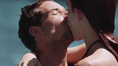 Deepthroat redhead babe fucked by BF after pool blowjob