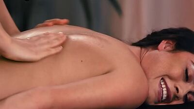Hairypussy lez babe licked in massage 3some after relax