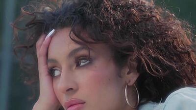 Curly hair latina posing in sexy lingerie and showed perfect natural body