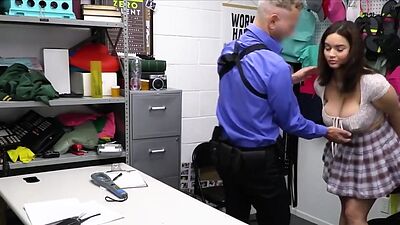 Thief's huge boobies make officer horny for a titty fuck