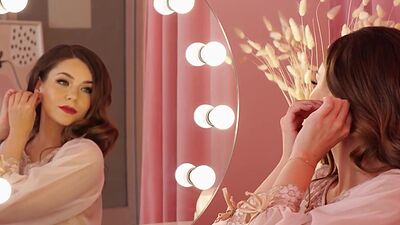 Perfect natural tits brunette MILF model Stephanie Manescu shows hot body