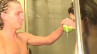 Three horny student sex friends in the shower