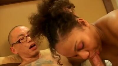 Pregnant Ebony Fucking an Asian Guy