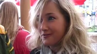 Young blonde fucked from McDonald's on the street