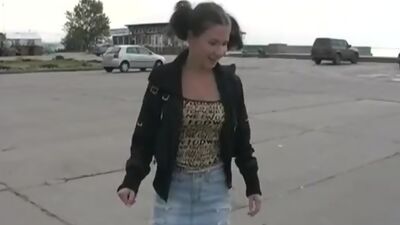 A young girl on roller skates fucked for all to see