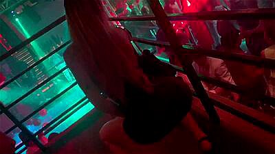 Big-tailed blonde gets excited at the club and ends up having good sex in the bathroom.