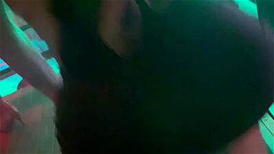 Big-tailed blonde gets excited at the club and ends up having good sex in the bathroom.