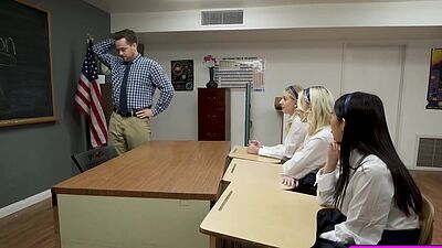 Penelope Woods  Britt Blair and Kallie Taylor sucks their teachers cock