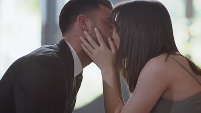 Sensual hairypussy babe in high heels rides BFs cock