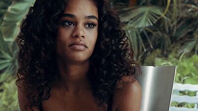 Sensual Ebony babe fucked in tight hairy muff by white BF