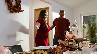 Stepson make it up to his stepmom by giving her a foot massage