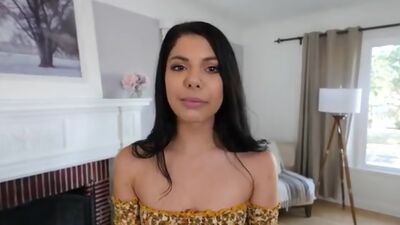 Lusty Latina Gina Valentina gets her creamy pussy pounded doggy style to get in on her stepbrothers lotto win