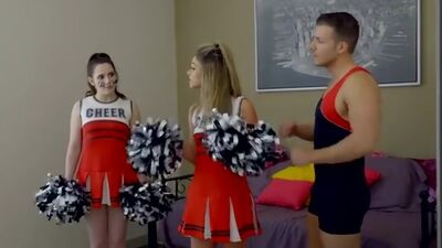 Perky cheerleader Ms Faris lets her stepbrother seduce her into a creampie pussy pounding while Ember Stone watches