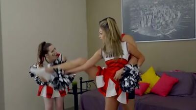 Perky cheerleader Ms Faris lets her stepbrother seduce her into a creampie pussy pounding while Ember Stone watches