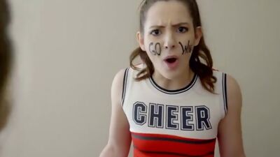 Perky cheerleader Ms Faris lets her stepbrother seduce her into a creampie pussy pounding while Ember Stone watches