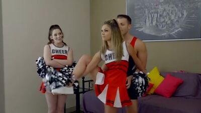 Perky cheerleader Ms Faris lets her stepbrother seduce her into a creampie pussy pounding while Ember Stone watches