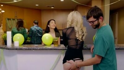 Sisters Jericha Jem and Piper Perri set aside their arguing to tag team their step brother with BJs and a horny fuck