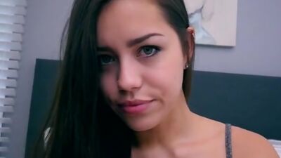 Cute coed Alina Lopez gives her stepbrother his dying wish with a deep throat BJ and a stiffie ride in her bare pussy