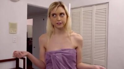 Blonde spinner Chloe Cherry develops a cum hungry sex addiction while trying to fuck her stepbrother free from his