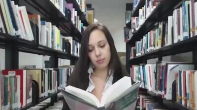 Teen in school uniform wants to bust your nut in the library