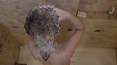 Young nubile hottie Lily Moon leaves the shower and sucks her stepbrother off before he bangs her slippery bald pussy