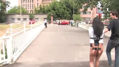 All natural Latin babe dominated and used in public