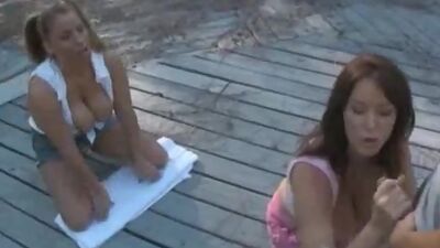 Moms Take Turns Milking Cock