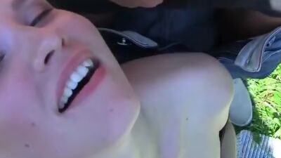 Outdoor fuck for a blonde in pantyhose