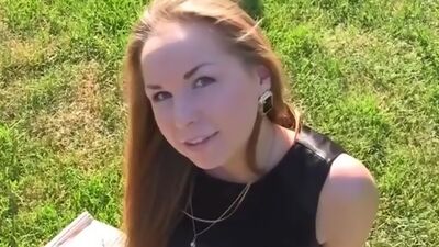 Sexy blonde fucked on a park bench