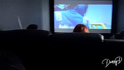 POV Cinema Fuck! My Mates Little Sister Sucks & Fucks In Public!!