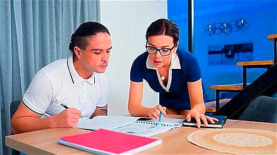 Hot teacher caught a student jerking off to her photos