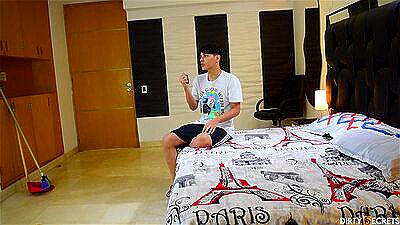 MY STEPMOM GETS MAD AT ME BECAUSE SHE CAUGHT ME MASTURBATING WITH HER PANTIES.