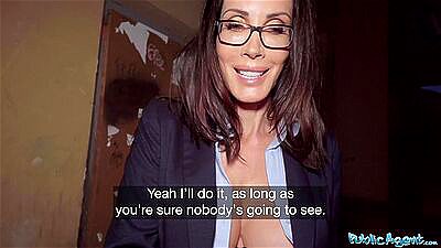 Public Agent Big tits MILF teacher gives big dick deepthroat pov blowjob