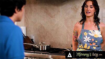 MOMMY'S BOY - Naughty MILF Siri Dahl Caught Naked In The Kitchen! Pervert Stepson Banged Her Hard!