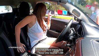 I showed off to a stranger on the street and let him make me cum, full video with English subtitles